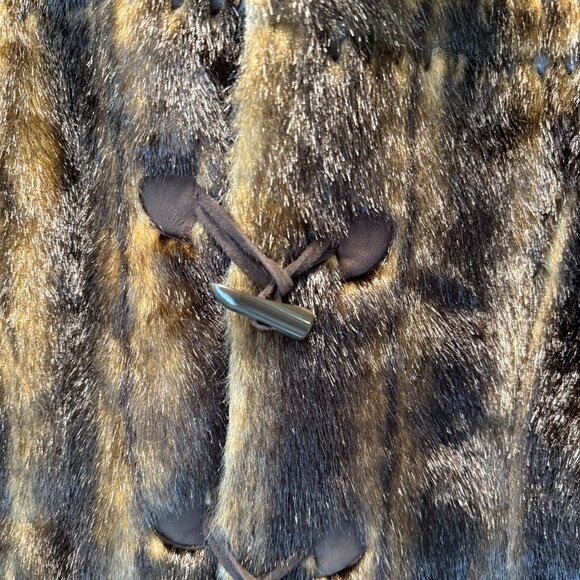Vintage Reversible Shearling & Faux Fur Toggle Coat Women's Size S 19" ptp - Picture 6 of 14
